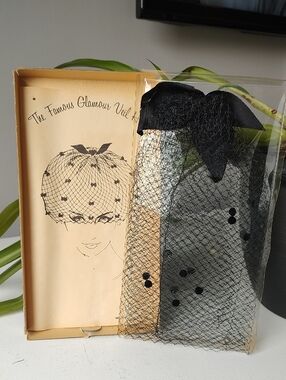Vintage The Famous Glamour Veil Hat In The Original Box